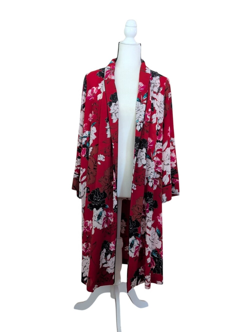 NWOT Jennifer Lopez Floral Kimono Robe Duster MEDIUM Red with Pockets